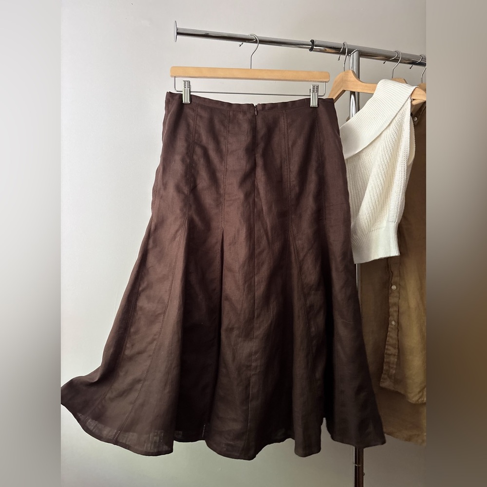 1990s Brown Linen Maxi Skirt